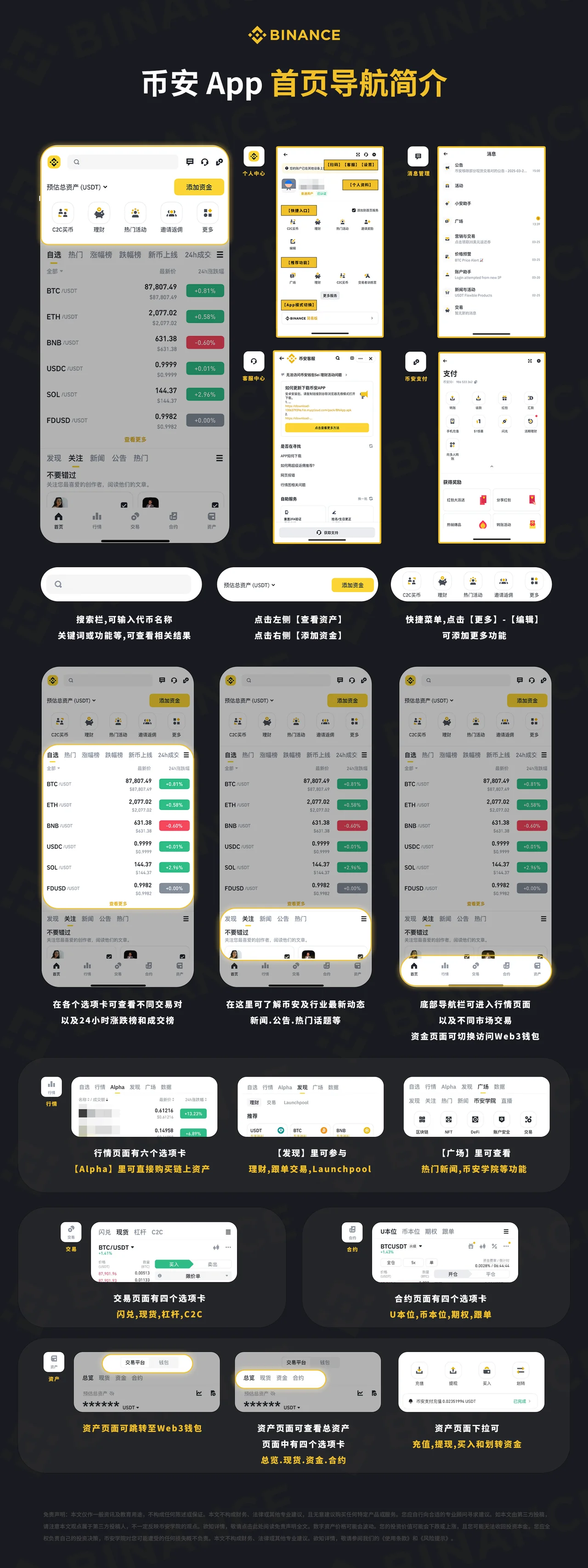 币安 App 首页导航简介：教学图解